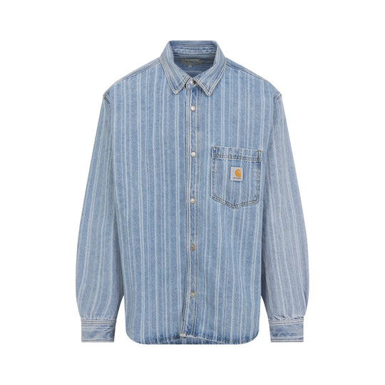 Rylan Stripe Blue Cotton Shirt Jacket