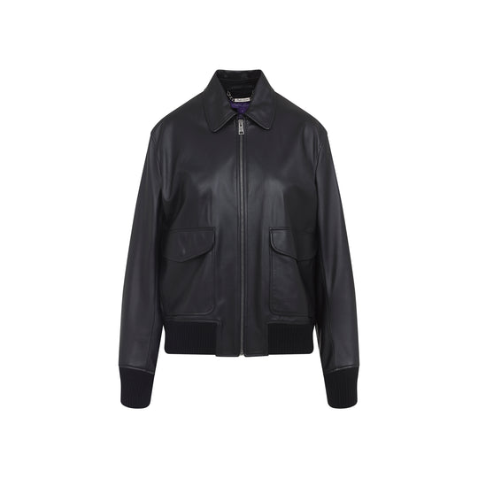 Black Lamb Leather Coale Bomber Jacket