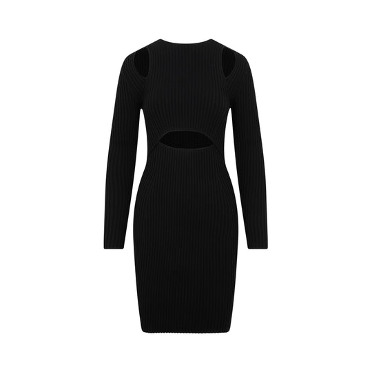 Black Contoured Ribs Dress