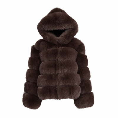 Veste Saphira Marron Foncé en Fourrure de Renard