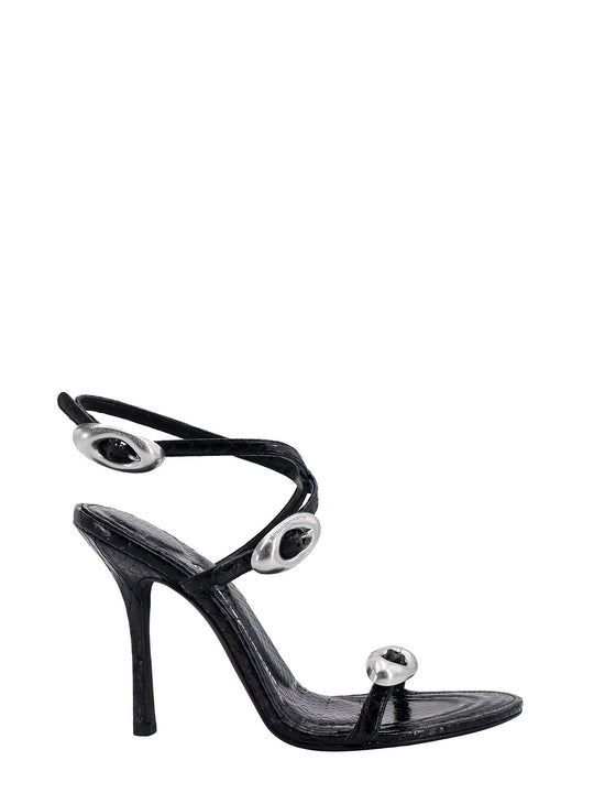 Leather Sandals With Croco Print