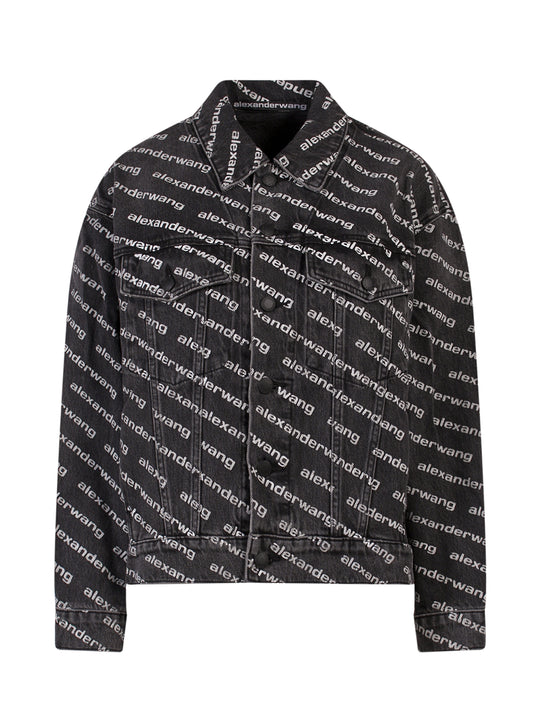 Denim Jacket With All-Over Logo