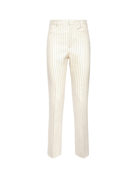 Wool And Silk Trouser With Striped Motif