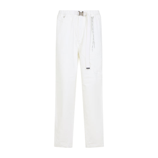 White Regular Fit Belted Easy Cotton Pants