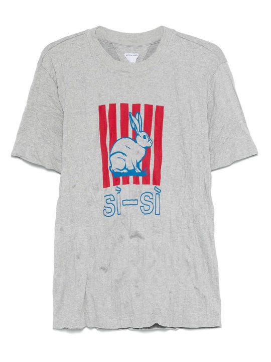 T-Shirt Stampa Grafica Rabbit In Jersey Di Cotone FroissÉ