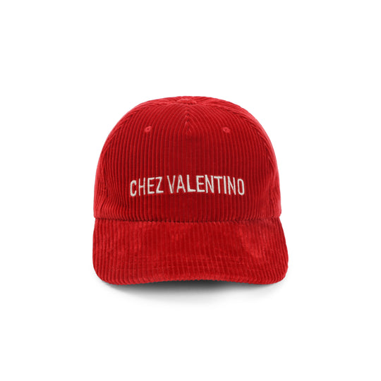 Red Cotton Chez Valentino Baseball Hat