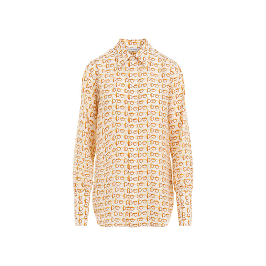 Gold And White Silk Shirt