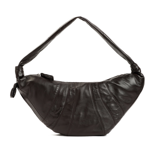 Dark Choccolate Leather Large Croissant Bag
