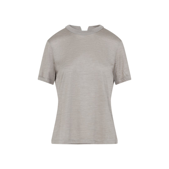 Gray Fitted Silk T-Shirt