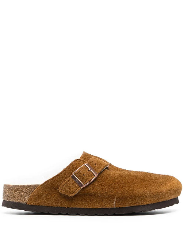 Mule Boston In Pelle Scamosciata Con Fodera In Pelliccia