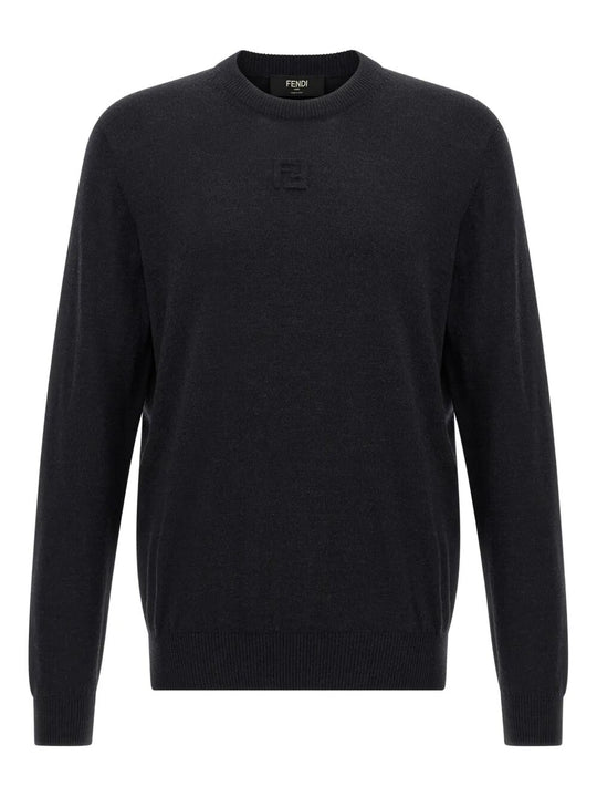 Pullover In Lana Con Dettaglio Ff In Rilievo