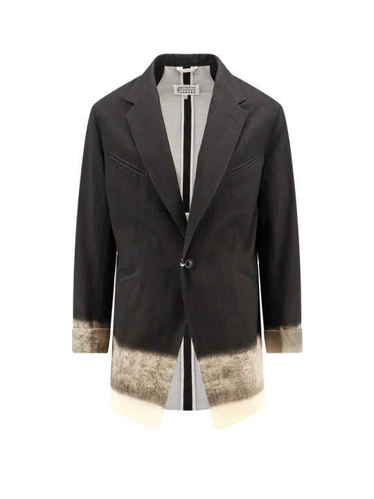 Cotton Blazer With Pinstriped Motif