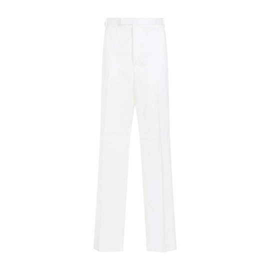White Straight Leg Cotton Chino Pants