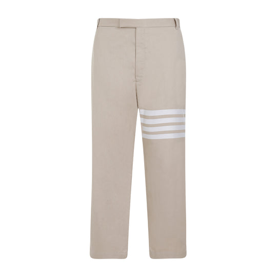 Camel Beige Cotton Unconstructed Straight Leg Trousers