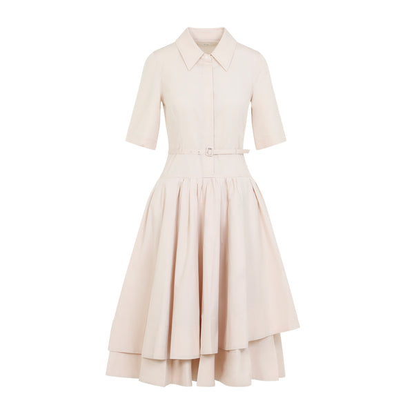 Pink Ss Belted Cotton Long Dress