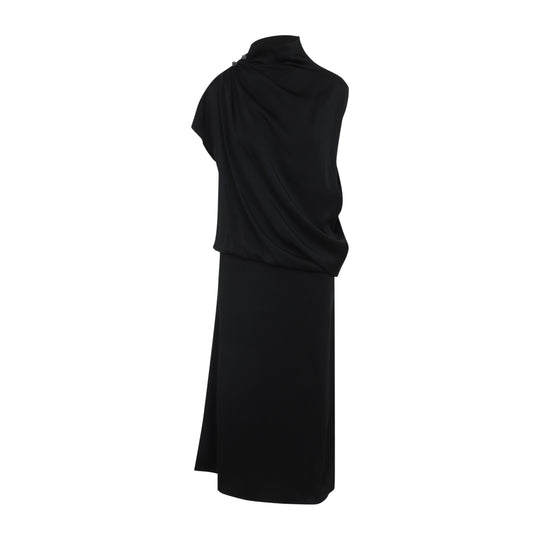 Black Viscose Midi Dress