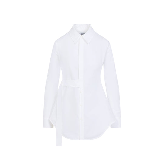 White Strap Detail Cotton Shirt