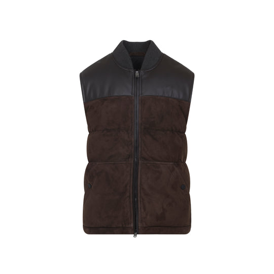 Dark Brown Puffer Leather Gilet