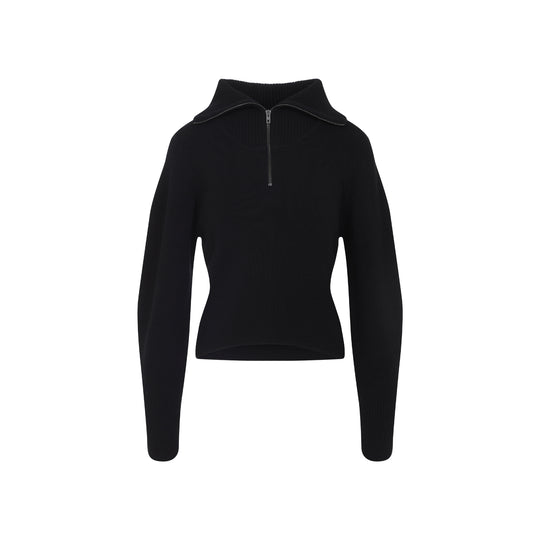 Black Zipped Wool Sweater
