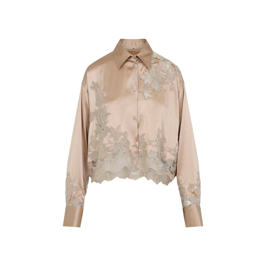 Light Brown Satin Silk Shirt