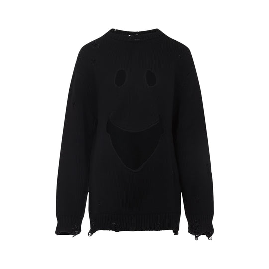 Black Virgin Wool Smile Cropped Sweater