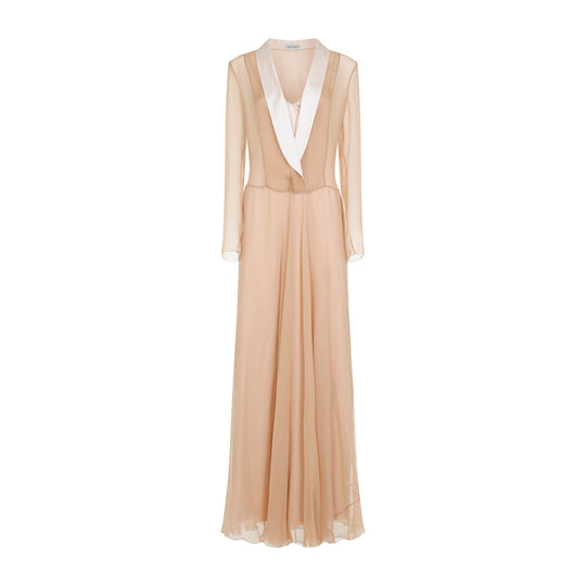 Pink Silk Chiffon Long Dress