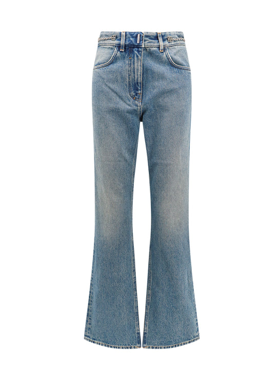 Cotton Boot Cut Jeans With 4g Chain