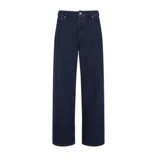 Blue Large Fit Cotton Jeans