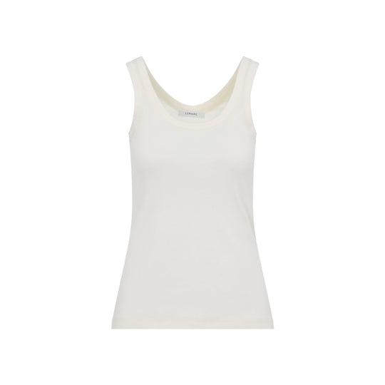 Light Cream White Cotton Ribbed Tank Top
