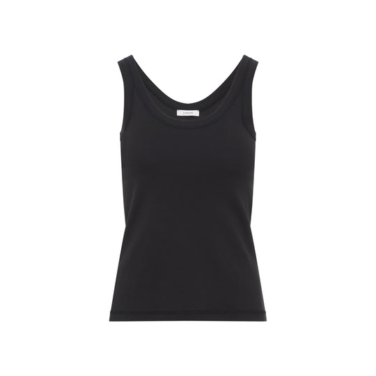 Squid Ink Blue Cotton Ribbed Tank Top