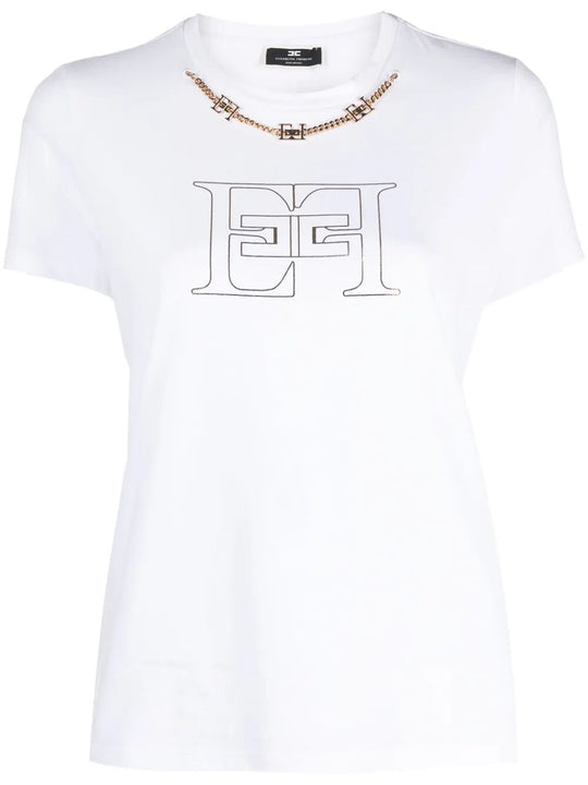 T-Shirt In Cotone Con Stampa Logo E Dettaglio Collana