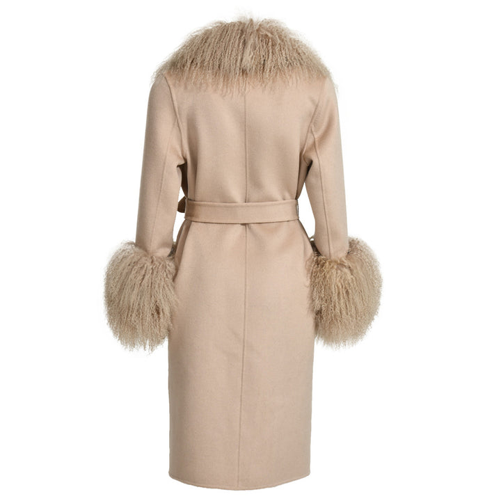 Cappotto Chic Camel in Misto Cachemire e Mongolia