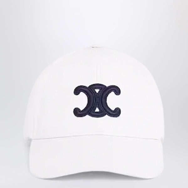 Triomphe Baseball Cap In White Cotton Gabardine
