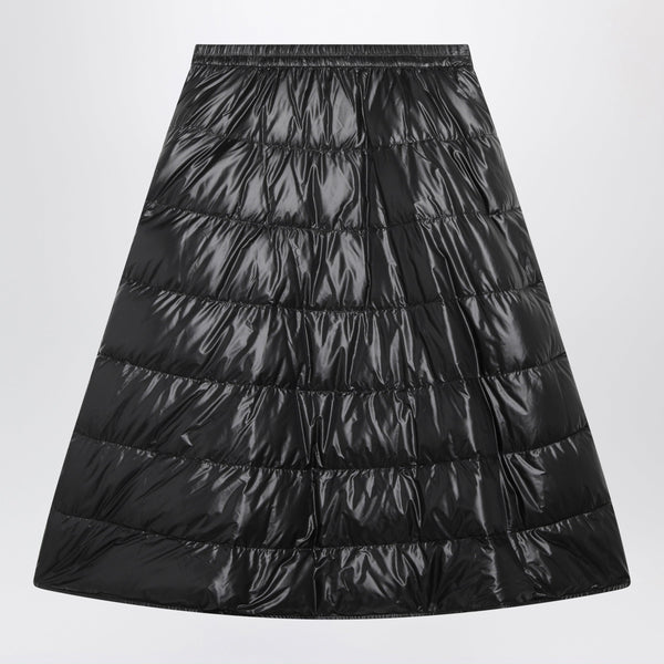 Black Quilted Padded Midi Skirt