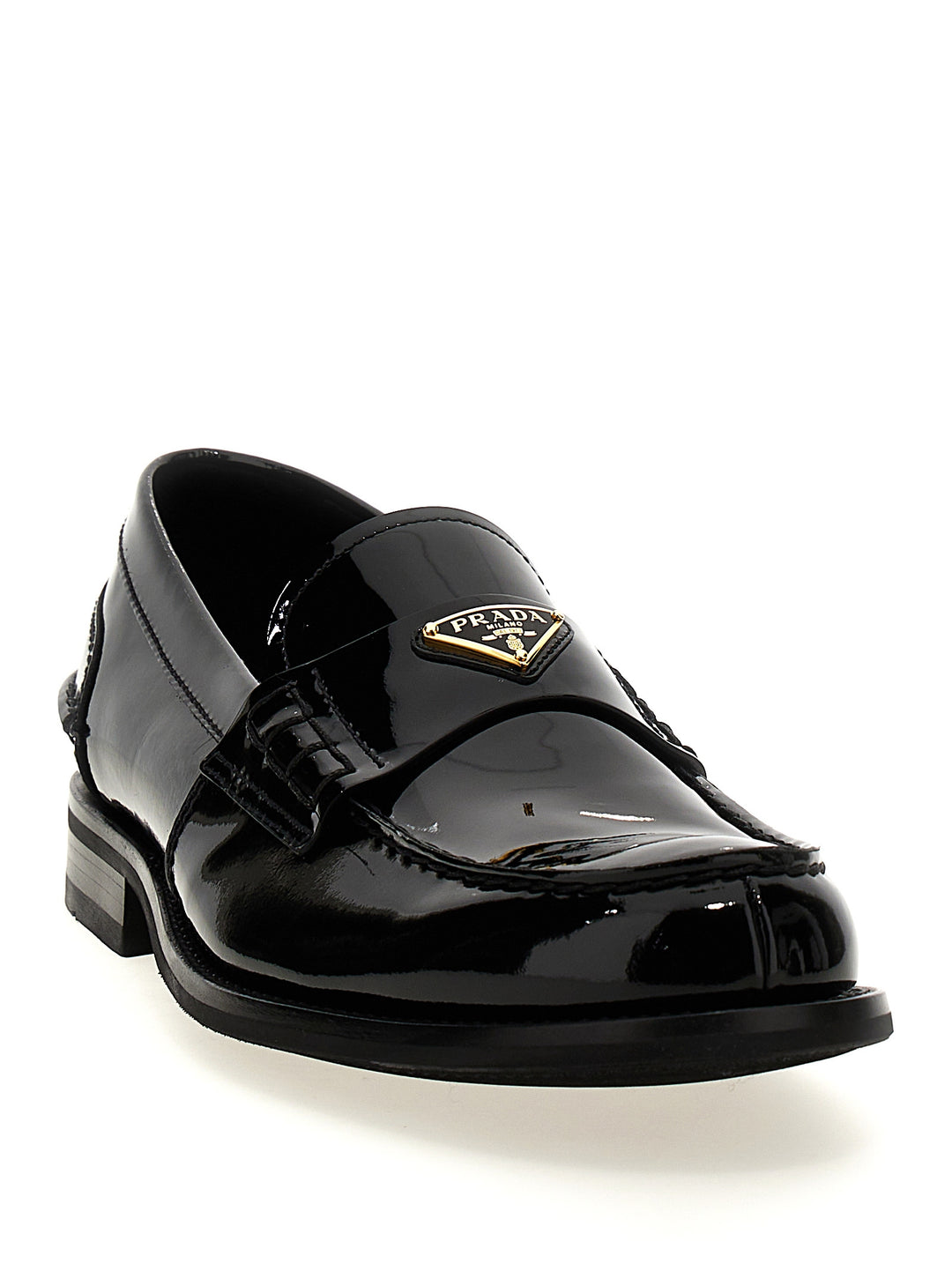 Prada Logo Patent Leather Loafer Mocassini - Nero | 99e651ea0916dfad1e8186d81907f94328a6659f