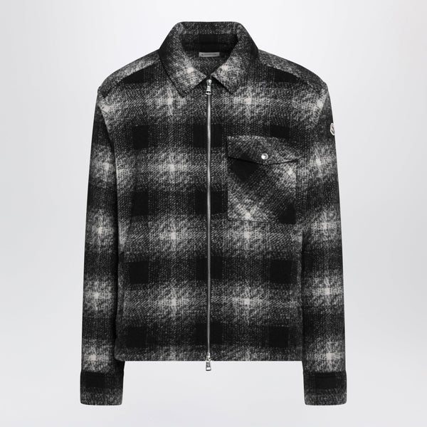 Black Check-Pattern Wool-Blend Jacket
