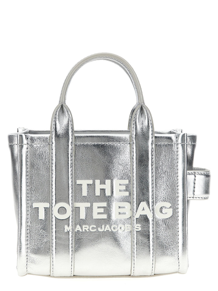 Marc Jacobs The Metallic Leather Crossbody Tote Borse a Tracolla - Silver | 204fa5e21ab2f9217d2fc593e8537b00857dd53e