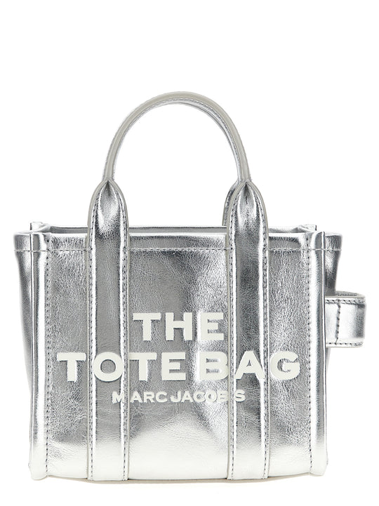 The Metallic Leather Crossbody Tote Borse A Tracolla Silver