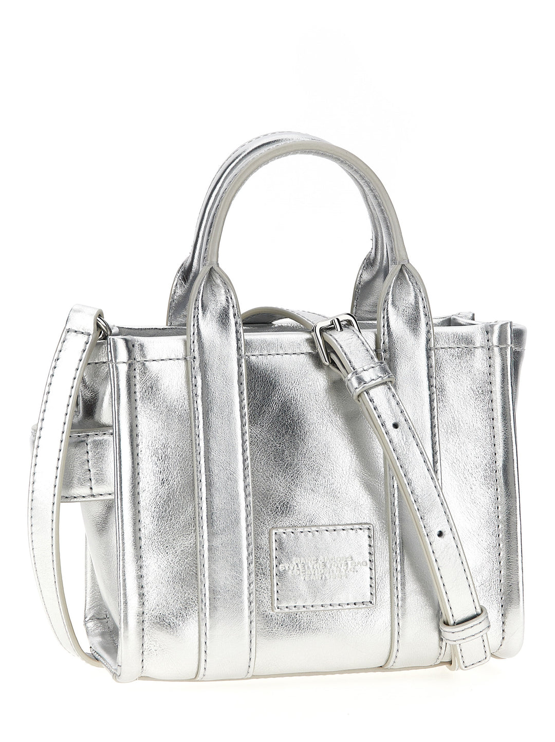 Marc Jacobs The Metallic Leather Crossbody Tote Borse a Tracolla - Silver | 5fb7019f3dfbfea194b91bee5a127fab1800693f