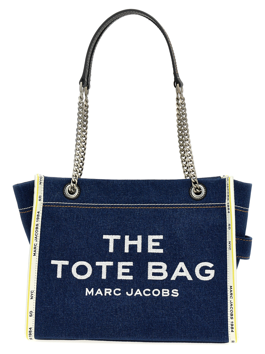 Marc Jacobs The Denim Chain Medium Tote Borse a Spalla e Tracolla - Blu | ffcbd89686355499b28d9e294377f58c299d5bd3
