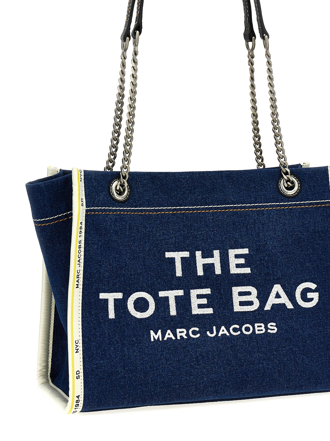 Marc Jacobs The Denim Chain Medium Tote Borse a Spalla e Tracolla - Blu | c3c9e20ebd431e00ed585a47dcd561b854023220
