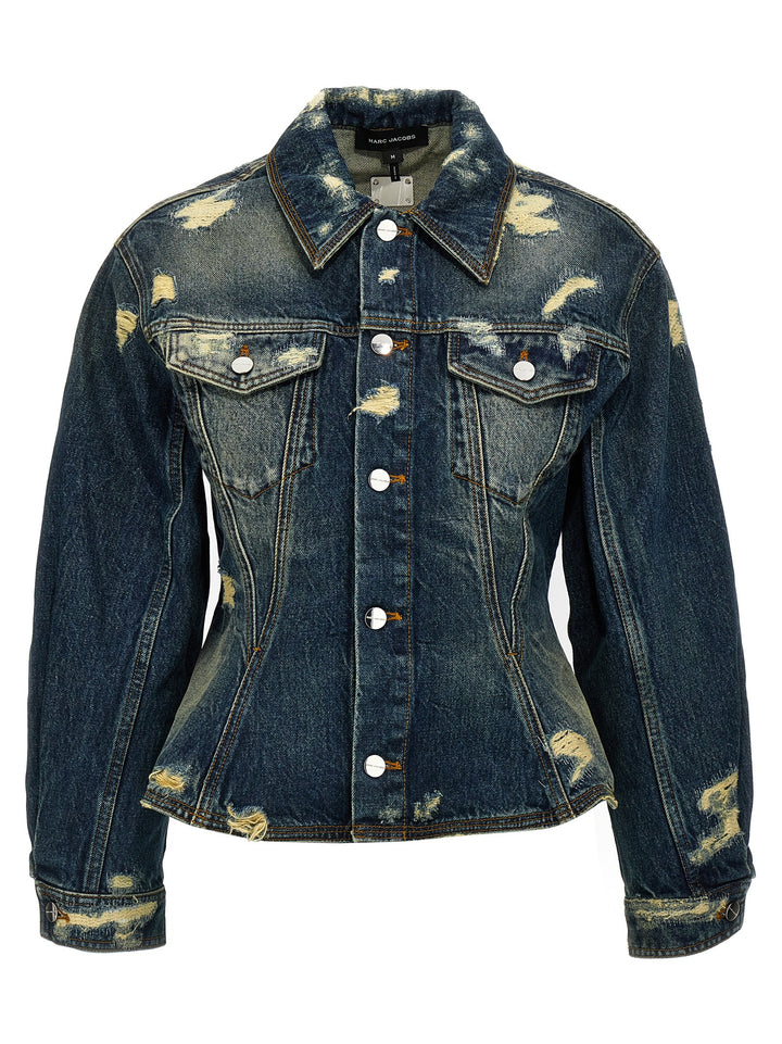 Marc Jacobs The Rip And Repair Fluted Denim Jacket Puffer Jackets - Blu | fb5cbbd95c387585eb359633e089f23b4e7a5ae8