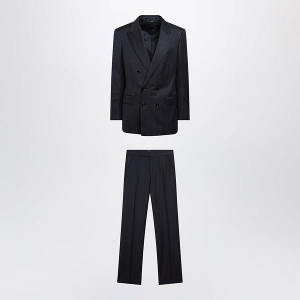 Navy Double-Breasted Wool Suit