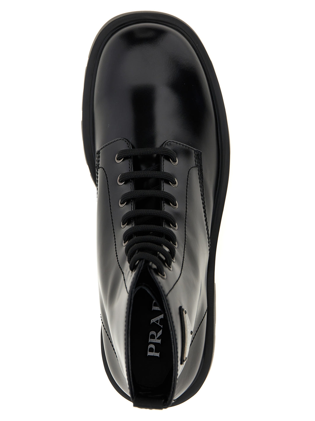Prada Logo Brushed Leather Ankle Boots Stivali e Stivaletti - Nero | 687a7356346753d18b8635f4df3c91a489b3efcf