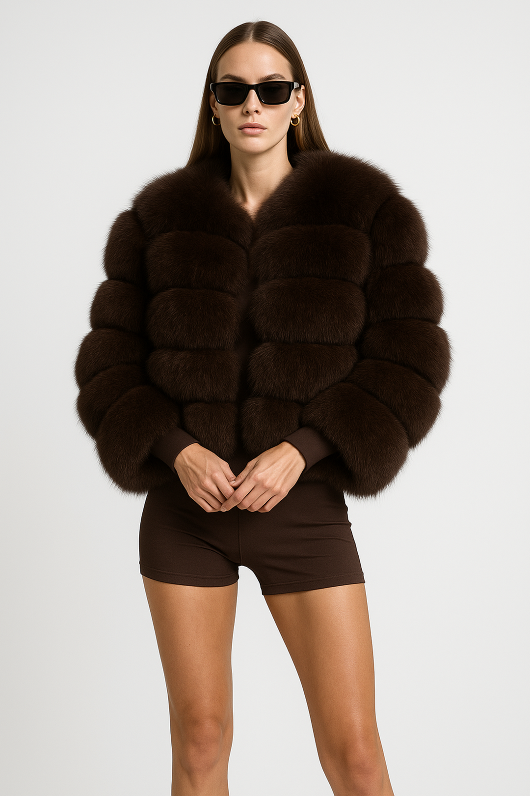 Giacca Rouge Marrone in Pelliccia di Volpe