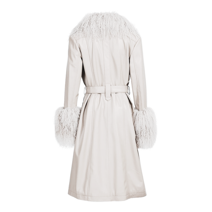 Cappotto Sac Bianco in Pelle e Mongolia