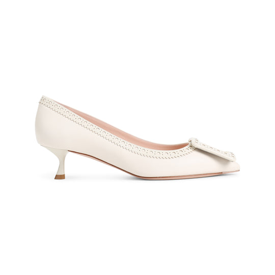 Cire White Lamb Leather Viv In The City Perforated 45 Decollete Pumps