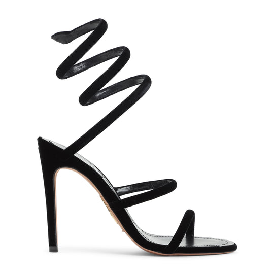 Black Velvet Snake Sandals