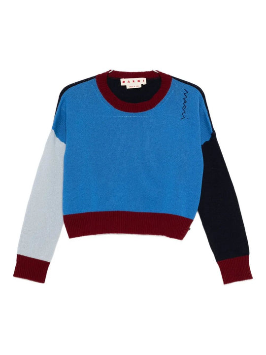Maglione Crop In Cashmere Color-Block