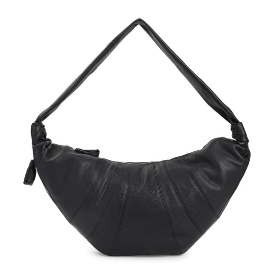 Black Croissant Large Calf Leather Handbag